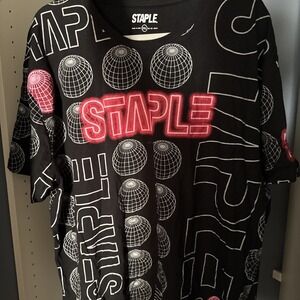 Staple Mens Shirt 3XL Black Court World Tee Short Sleeve‎ All Cotton